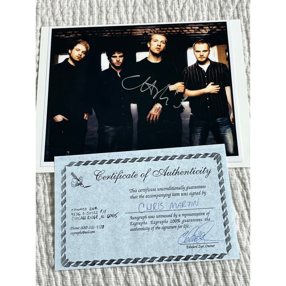 Chris Martin Authentic Hand Signed Autograph Photo Coldplay 8x10 COA Silver Ink